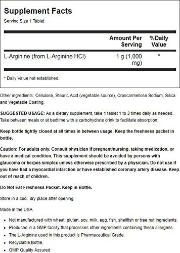 NOW Foods Supplements, L-Arginine 1,000 mg, 120 Tablets