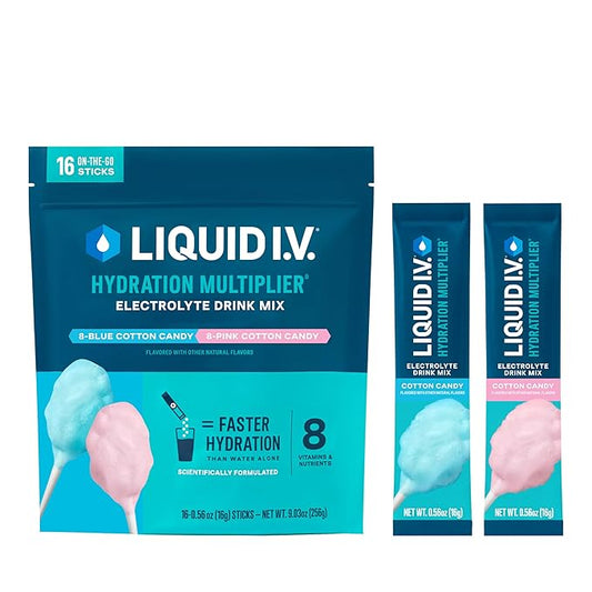Liquid I.V. Hydration Multiplier - Cotton Candy | Electrolyte Powder Drink Mix | 1 Pack (16 Servings)