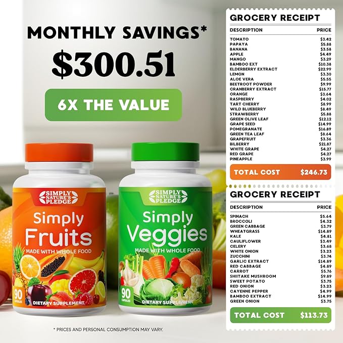 Simply Nature's Pledge - Packed with Over 40 Different Fruits & Vegetables, 90 Count (Pack of 2)