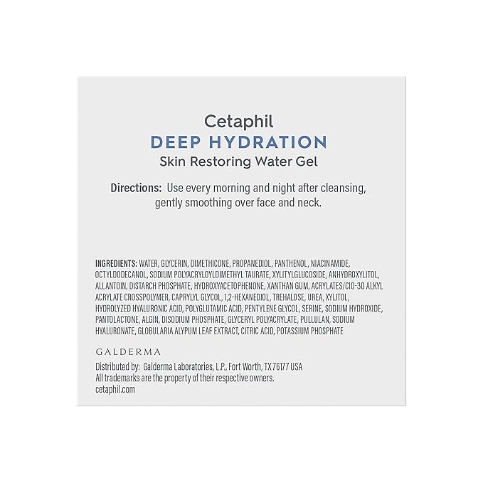 Cetaphil Deep Hydration Skin Restoring Water Gel with Hyaluronic and Polyglutamic Acid, Face Moisturizer