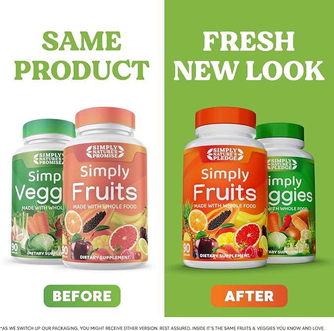 Simply Nature's Pledge - Packed with Over 40 Different Fruits & Vegetables, 90 Count (Pack of 2)